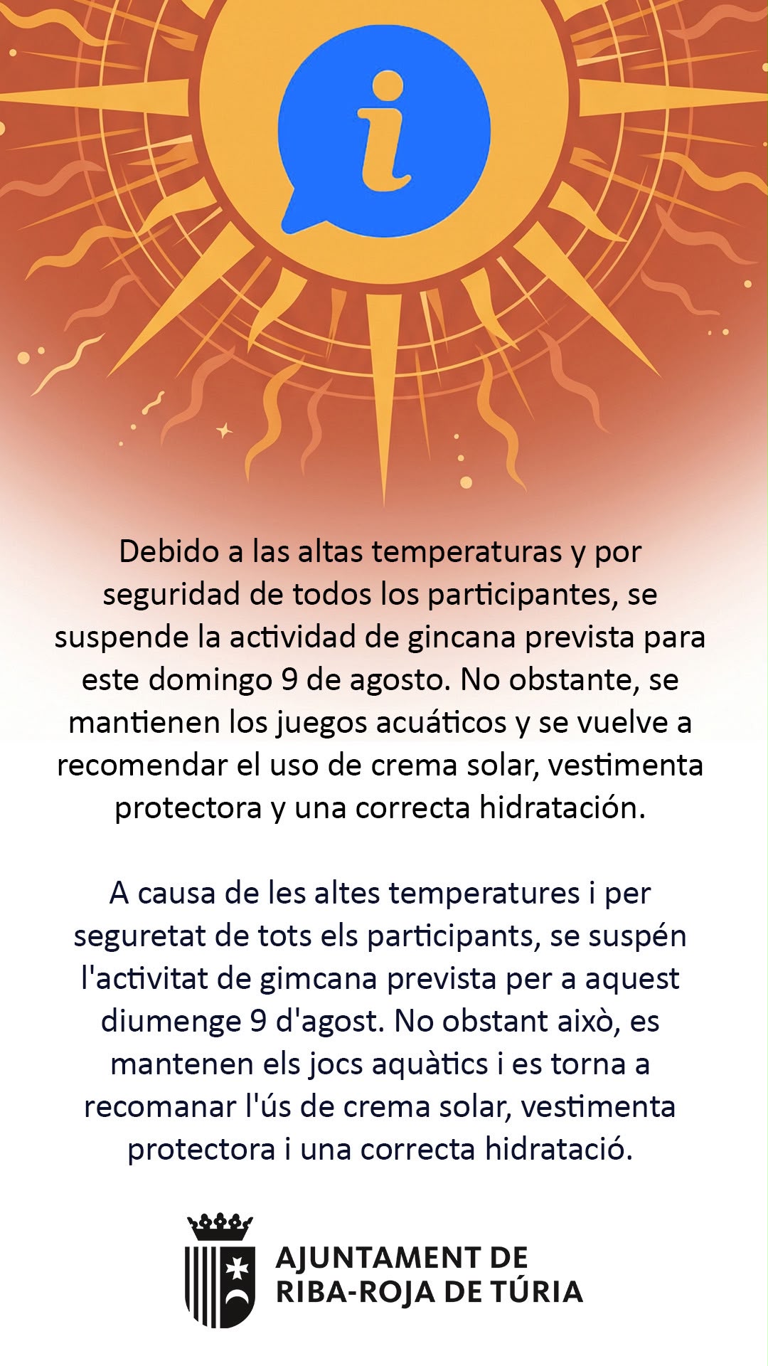 Información actividades de domingo 9 de agosto 2026