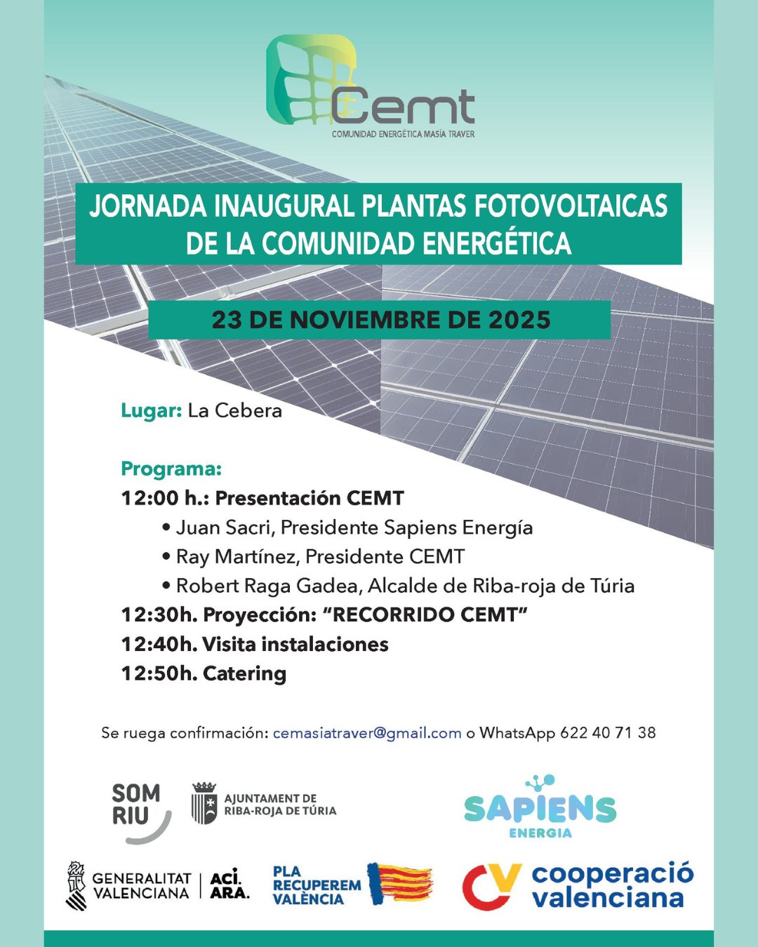 Jornadas "Plantas fotovoltaicas de la Comunidad Energética Masia de Traver"