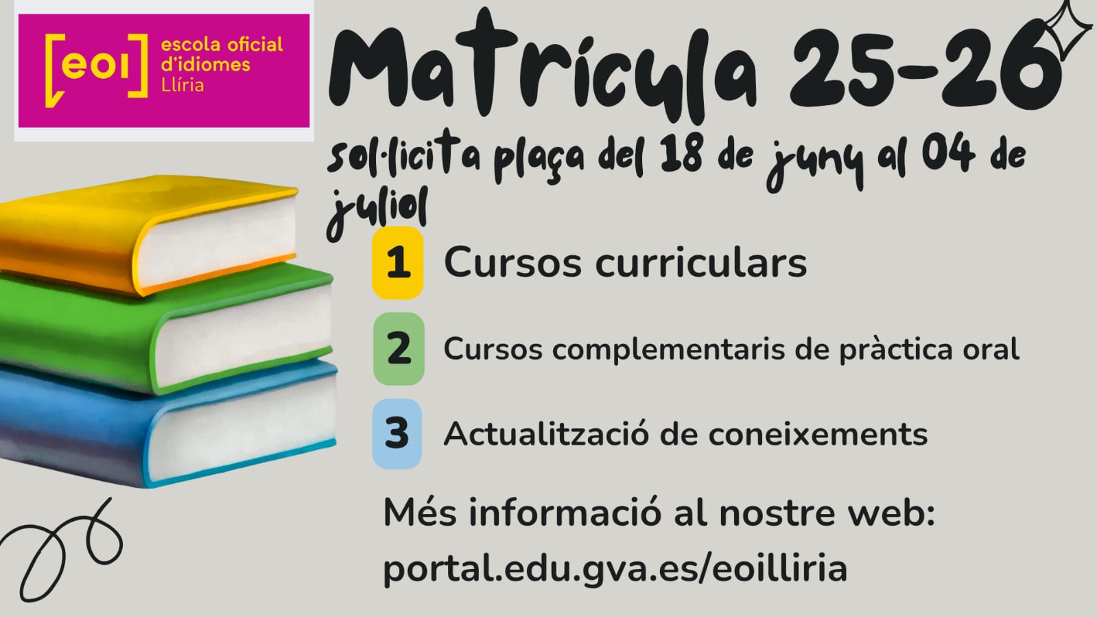 Matricula EOI Riba-roja curso 2025-2026